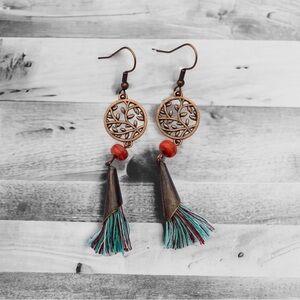 🌻3/$20🌻 Dangle Earrings, copper/turquoise